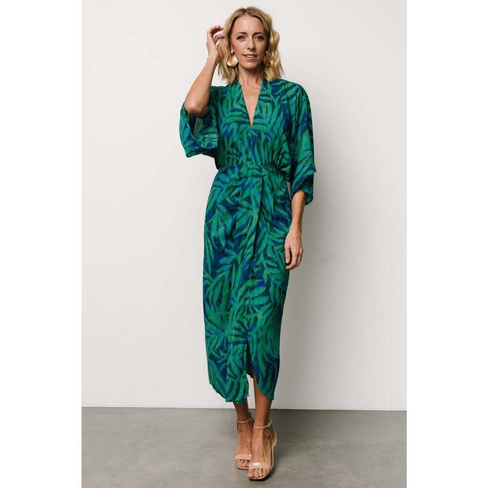 Baltic Born Janessa Midi Dress | Green + Blue Print Size SS